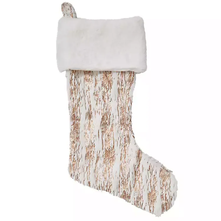 Christmas Stockings & Stocking Holders>Kirklands Home Gold Brushed Faux Fur Stocking