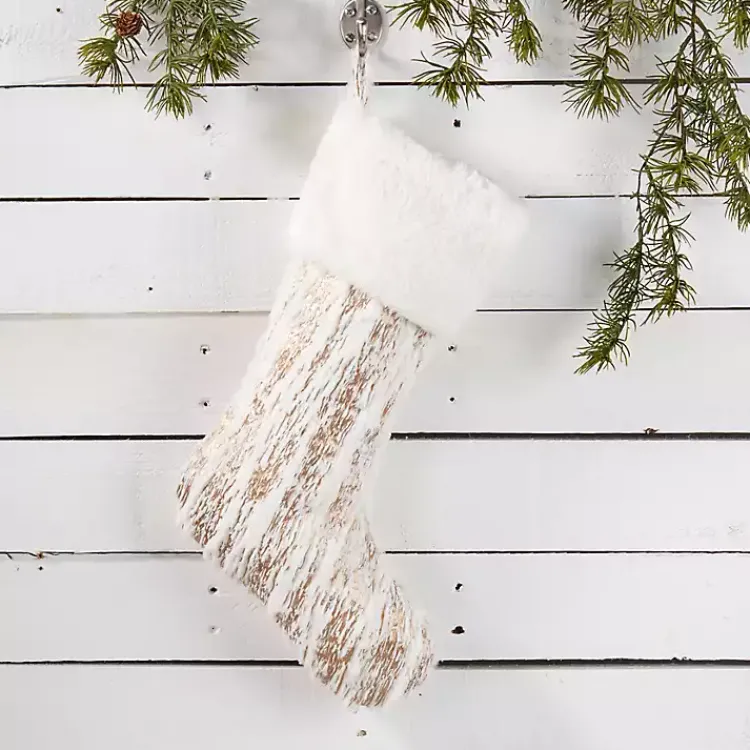 Christmas Stockings & Stocking Holders>Kirklands Home Gold Brushed Faux Fur Stocking