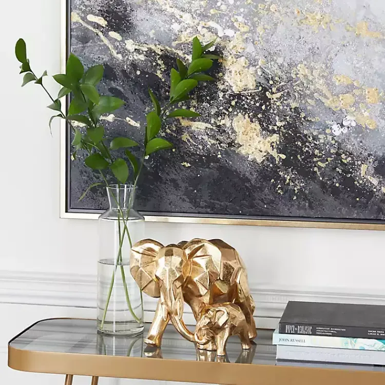 Statues & Figurines>Kirklands Home Carved Elephant Family Statue Gold