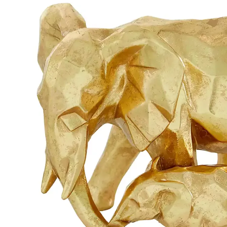 Statues & Figurines>Kirklands Home Carved Elephant Family Statue Gold