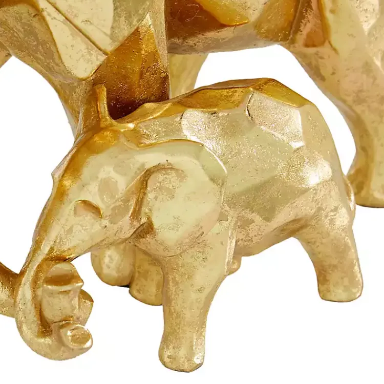 Statues & Figurines>Kirklands Home Carved Elephant Family Statue Gold