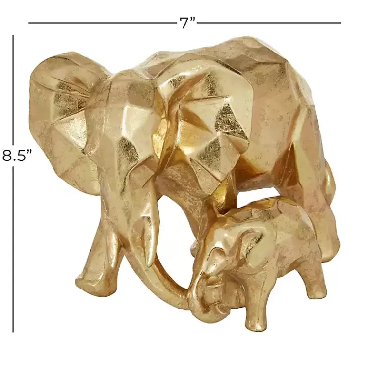 Statues & Figurines>Kirklands Home Carved Elephant Family Statue Gold