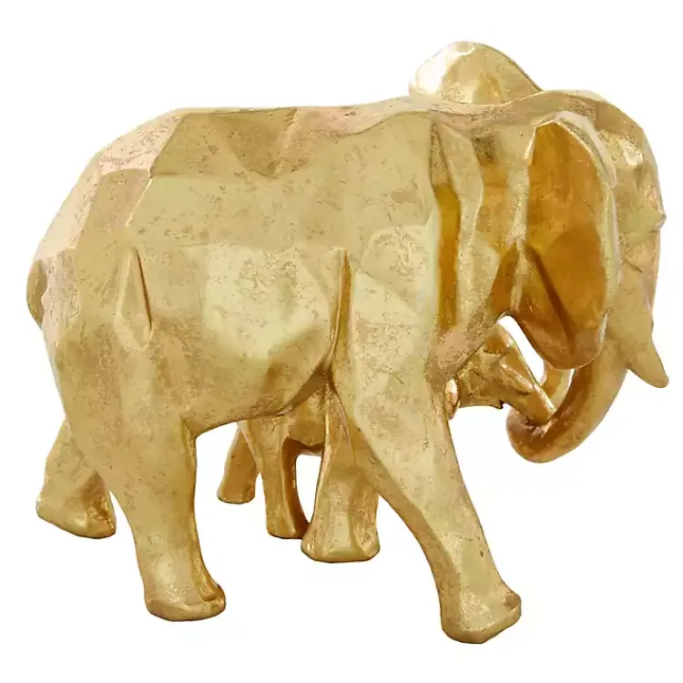 Statues & Figurines>Kirklands Home Carved Elephant Family Statue Gold