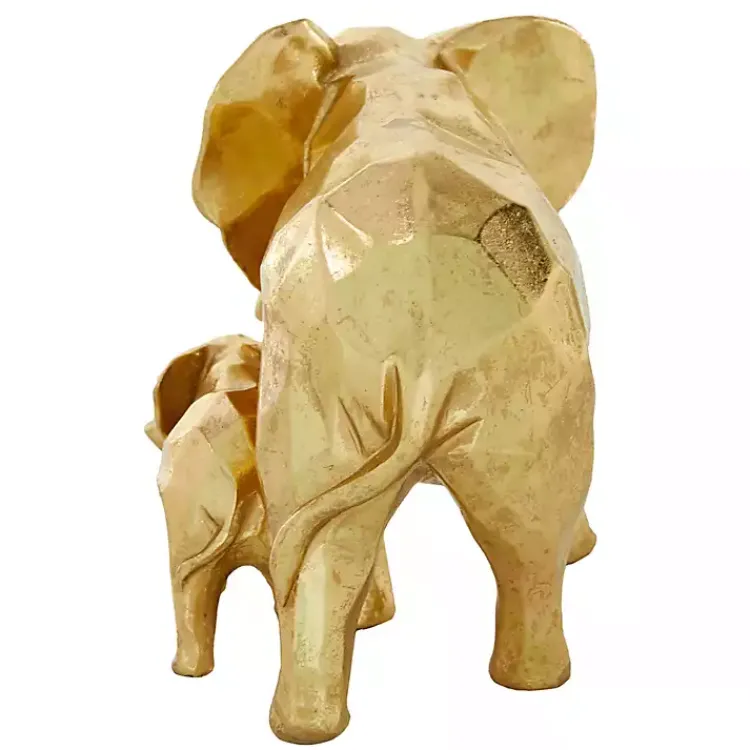 Statues & Figurines>Kirklands Home Carved Elephant Family Statue Gold