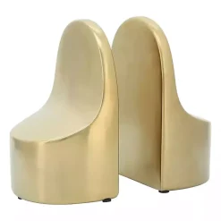 Decorative Accents>Kirklands Home Ceramic Curved Bookends Gold