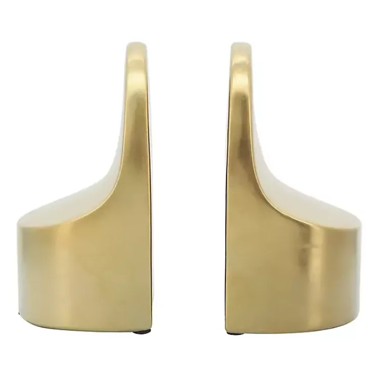 Decorative Accents>Kirklands Home Ceramic Curved Bookends Gold