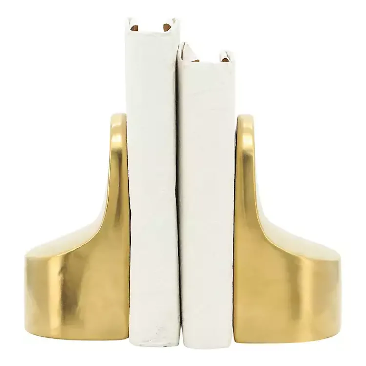 Decorative Accents>Kirklands Home Ceramic Curved Bookends Gold