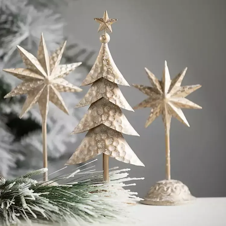 Christmas Decorations>Kirklands Home Christmas Star Figurines, Set of 3 Gold