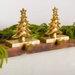 Christmas Stockings & Stocking Holders>Kirklands Home Christmas Tree Stocking Holders, Set of 2 Gold