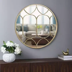 Kirklands Home Gold Circular Inset Round Wall Mirror Sale