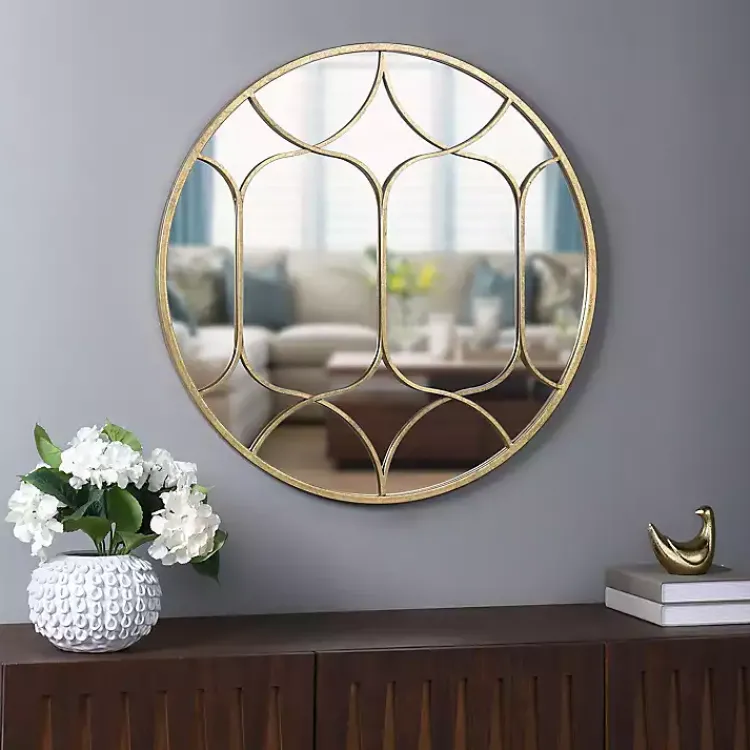 Kirklands Home Gold Circular Inset Round Wall Mirror Sale