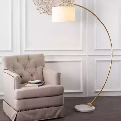 Kirklands Home Gold Curved Floor Lamp with Marble Base White Discount