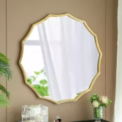 Kirklands Home Gold Curved Sunburst Wall Mirror Outlet