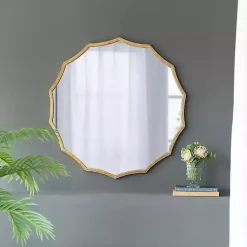 Kirklands Home Gold Curved Sunburst Wall Mirror Outlet