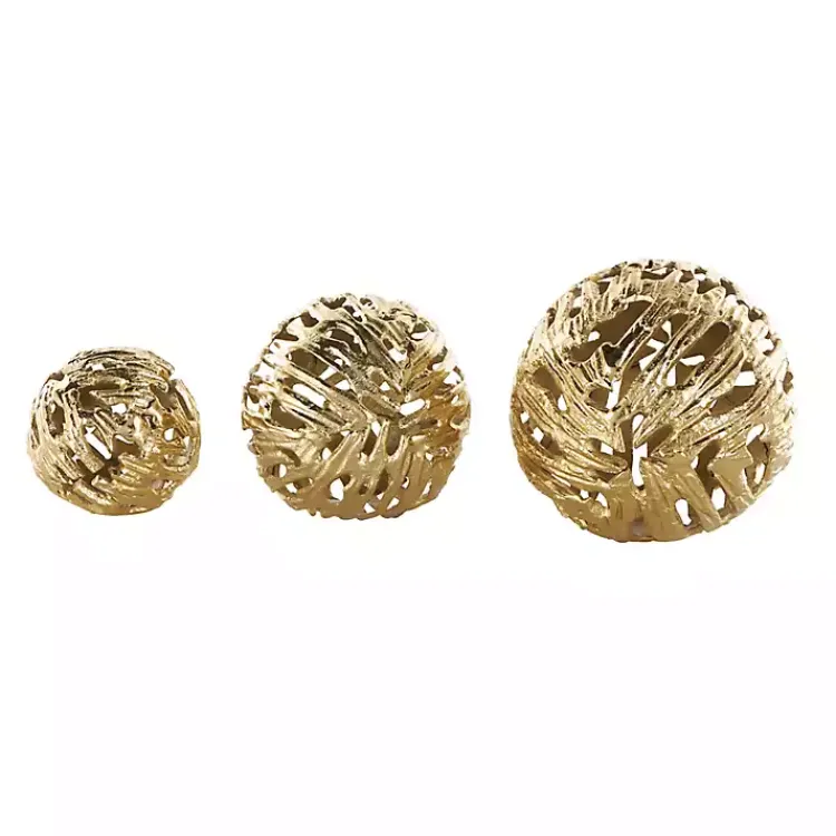 Bowl Filler>Kirklands Home Cut-Out Metal Orbs, Set of 3 Gold