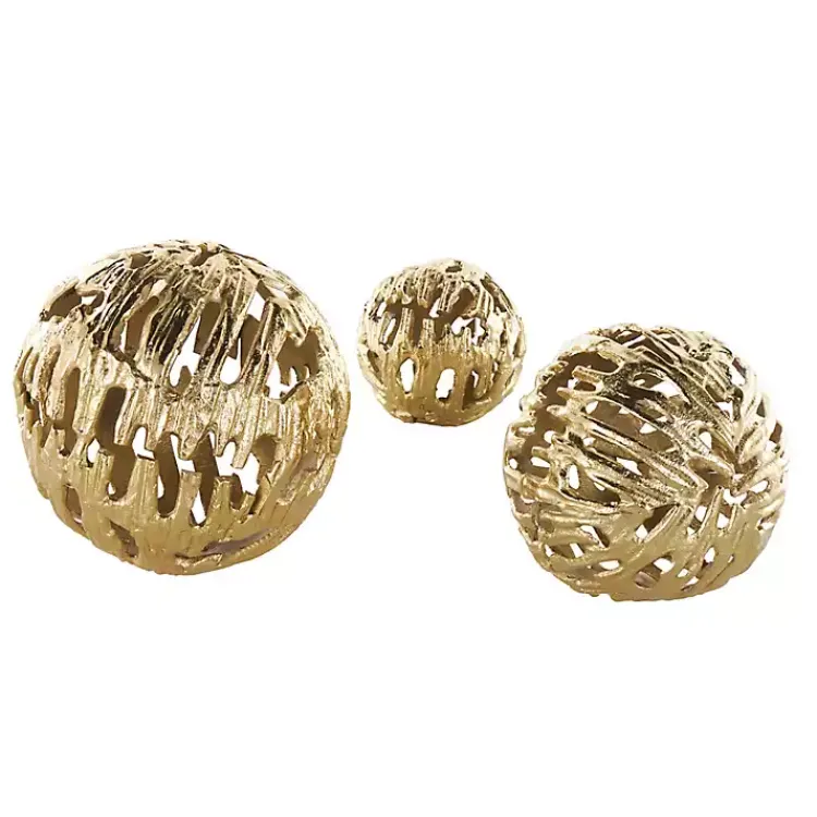 Bowl Filler>Kirklands Home Cut-Out Metal Orbs, Set of 3 Gold