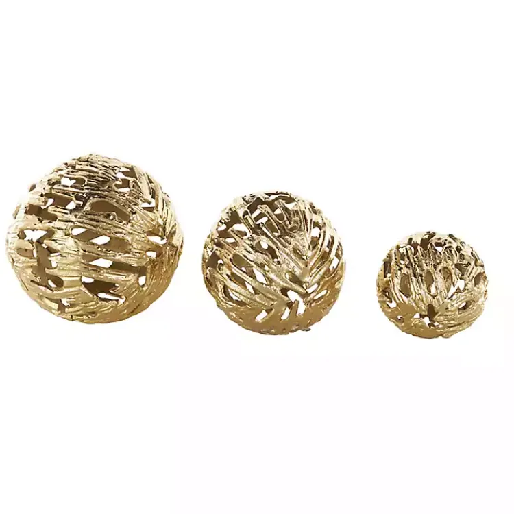 Bowl Filler>Kirklands Home Cut-Out Metal Orbs, Set of 3 Gold