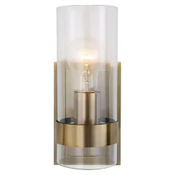 Kirklands Home Gold Cylinder Glass Shade Wall Sconce Hot