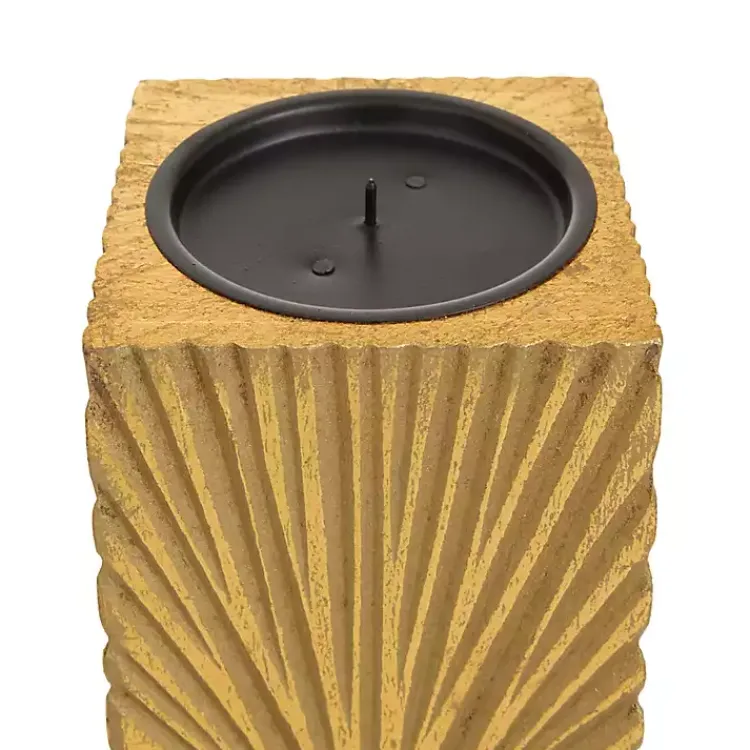 Candle Holders>Kirklands Home Distressed Sunburst Candle Holders, Set of 3 Gold