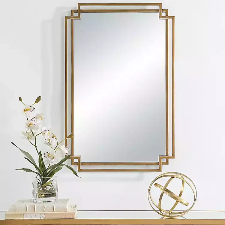 Kirklands Home Gold Double Frame Wall Mirror Clearance
