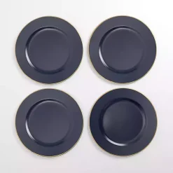 Kirklands Home Gold Edge Navy Chargers, Set of 4 Blue New