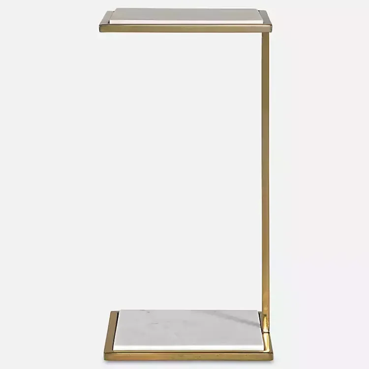 Kirklands Home Gold Elevated Marble Accent Table White New
