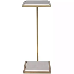 Kirklands Home Gold Elevated Marble Accent Table White New