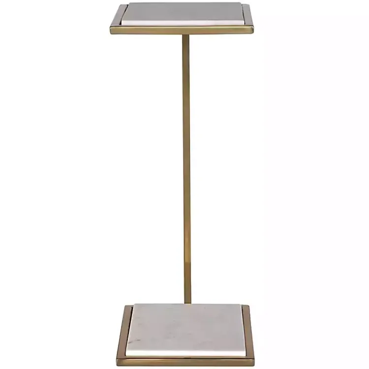 Kirklands Home Gold Elevated Marble Accent Table White New