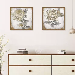 Kirklands Home Gold Fleur Floral 2-pc. Canvas Art Print Set Discount
