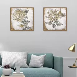 Kirklands Home Gold Fleur Floral 2-pc. Canvas Art Print Set Discount
