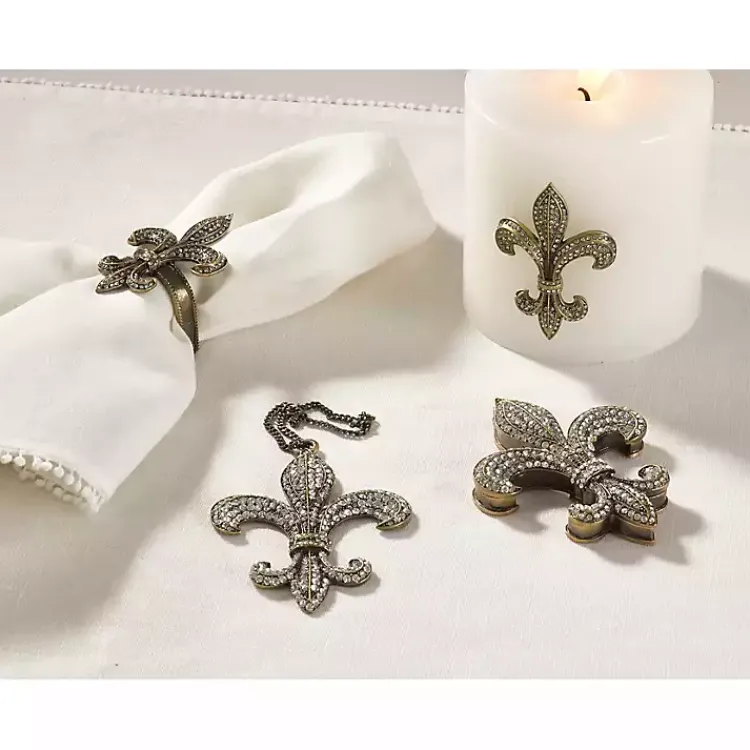 Kirklands Home Gold Fleur-De-Lis Napkin Rings, Set of 4 Hot