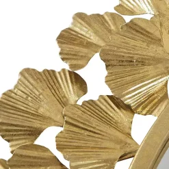 Kirklands Home Gold Foil Leaf Framed Round Wall Mirror New