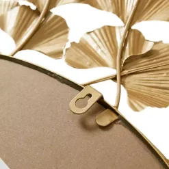 Kirklands Home Gold Foil Leaf Framed Round Wall Mirror New