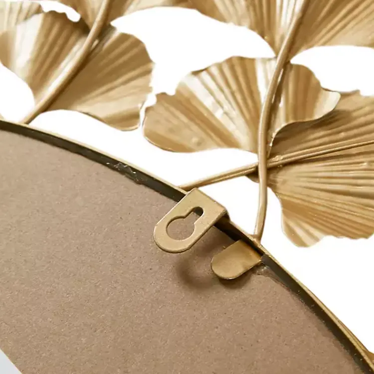 Kirklands Home Gold Foil Leaf Framed Round Wall Mirror New