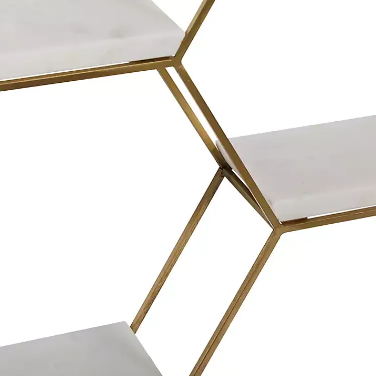 Kirklands Home Frame Marble Honeycomb Wall Shelf Gold Clearance
