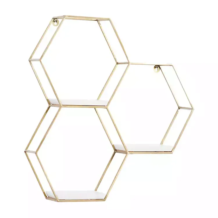 Kirklands Home Frame Marble Honeycomb Wall Shelf Gold Clearance