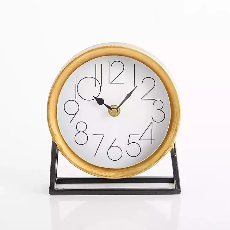 Decorative Accents>Kirklands Home Gold Frame Modern Tabletop Clock