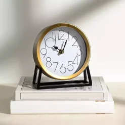 Decorative Accents>Kirklands Home Gold Frame Modern Tabletop Clock