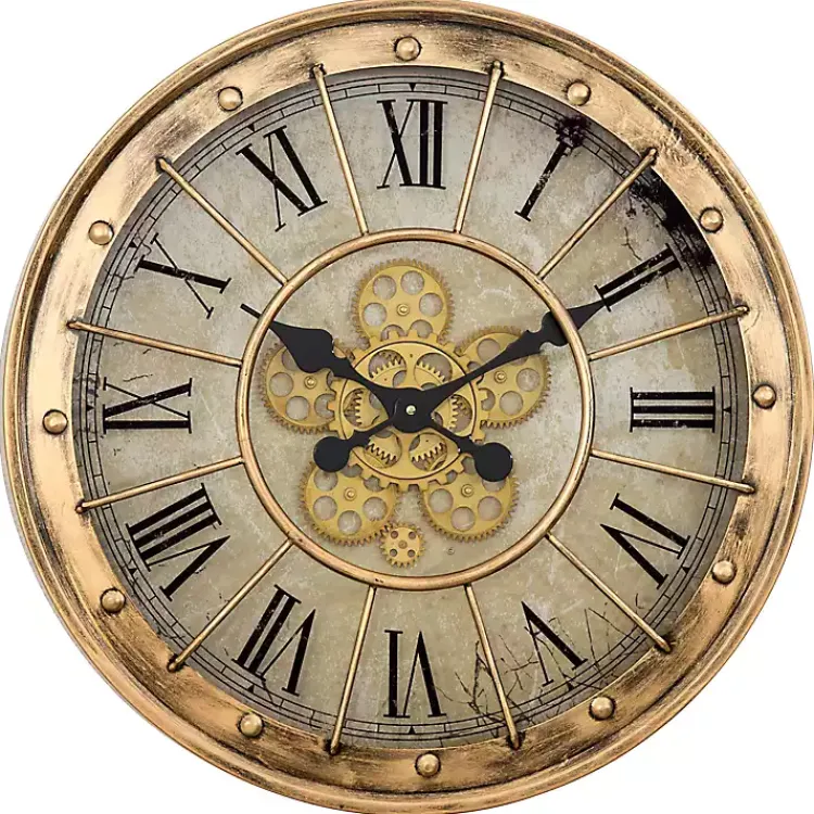 Kirklands Home Gold Gilded Frame Round Wall Clock Sale
