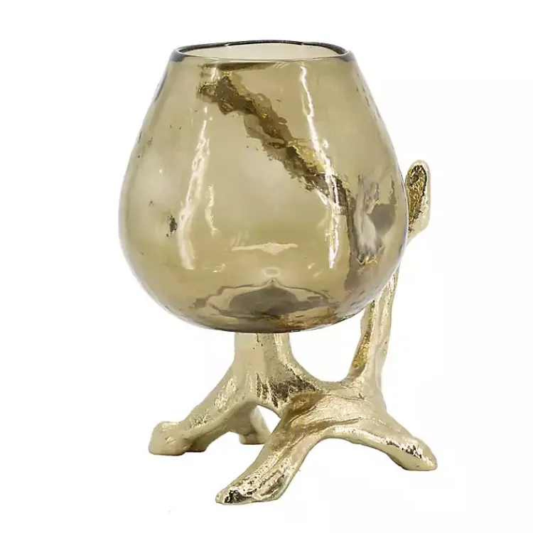 Candle Holders>Kirklands Home Glass and Metal Driftwood Candle Holder Gold