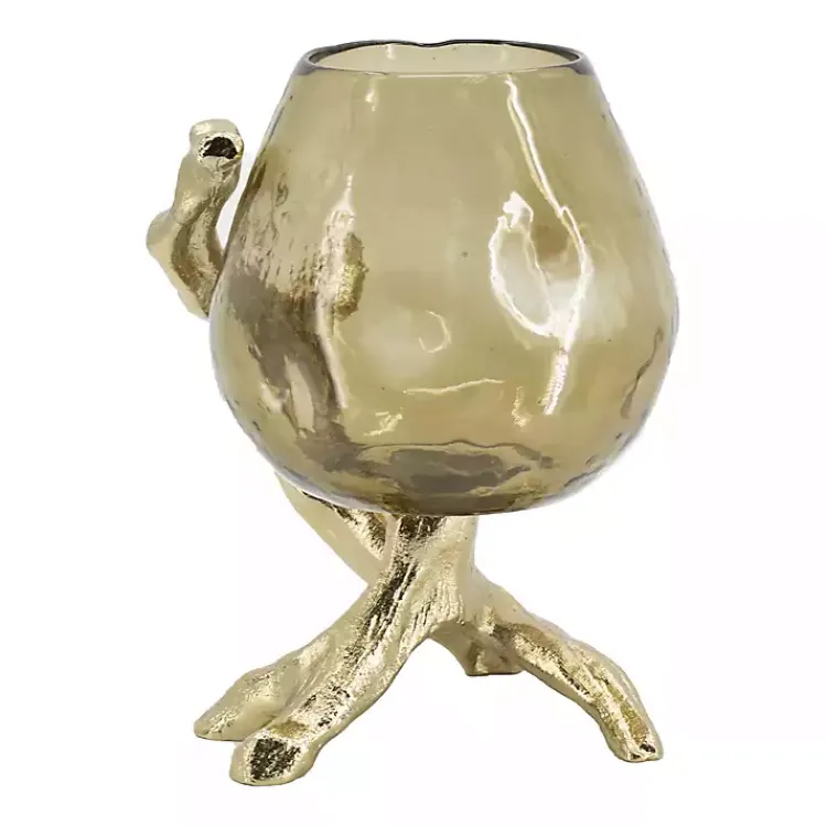 Candle Holders>Kirklands Home Glass and Metal Driftwood Candle Holder Gold