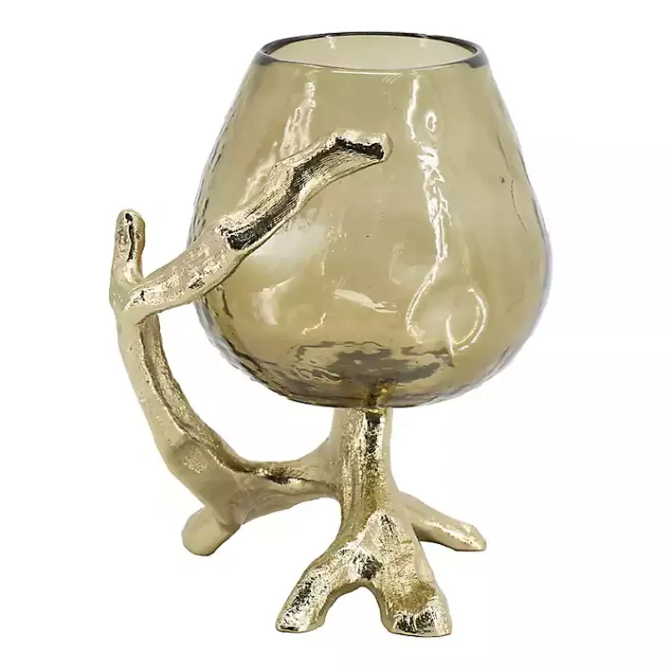 Candle Holders>Kirklands Home Glass and Metal Driftwood Candle Holder Gold