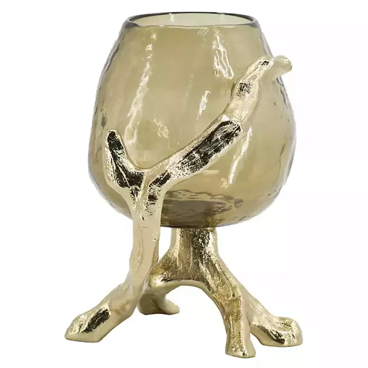 Candle Holders>Kirklands Home Glass and Metal Driftwood Candle Holder Gold