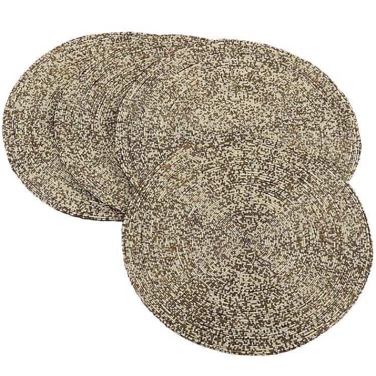 Kirklands Home Gold Glass Beaded Round Placemats, Set of 4 Hot
