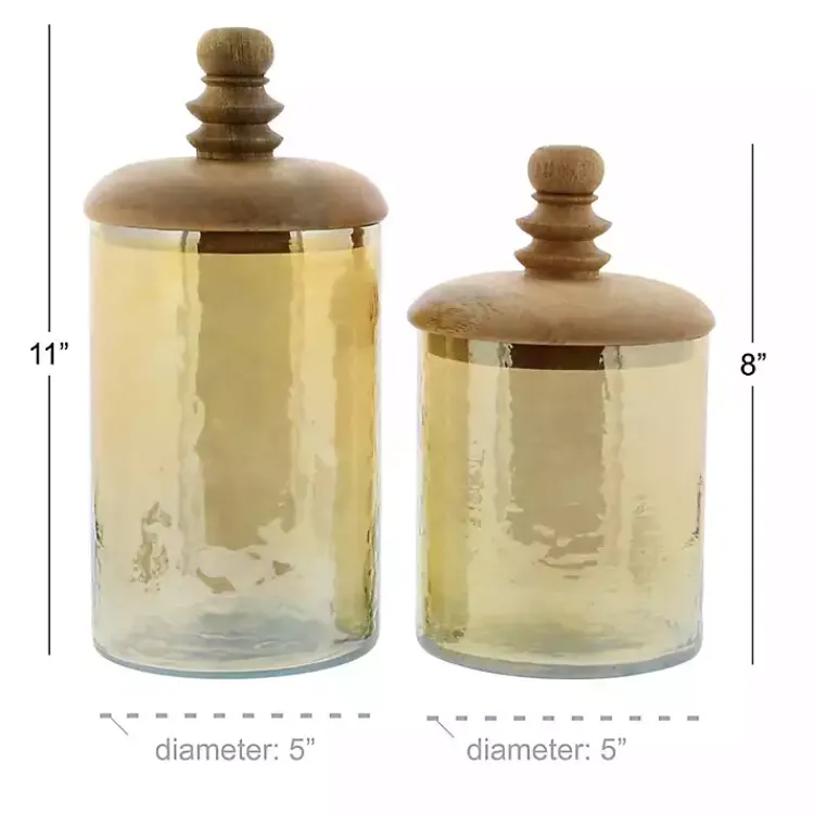 Decorative Bowls & Jars>Kirklands Home Glass Jars, Set of 2 Gold