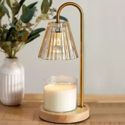 Candle Holders>Kirklands Home Glass Shade Candle Warmer Lamp Gold