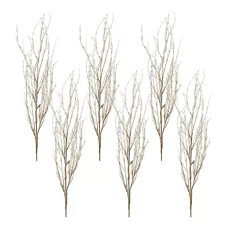 Christmas Arrangements & Garland>Kirklands Home Glitter Branch Stems, Set of 6 Gold