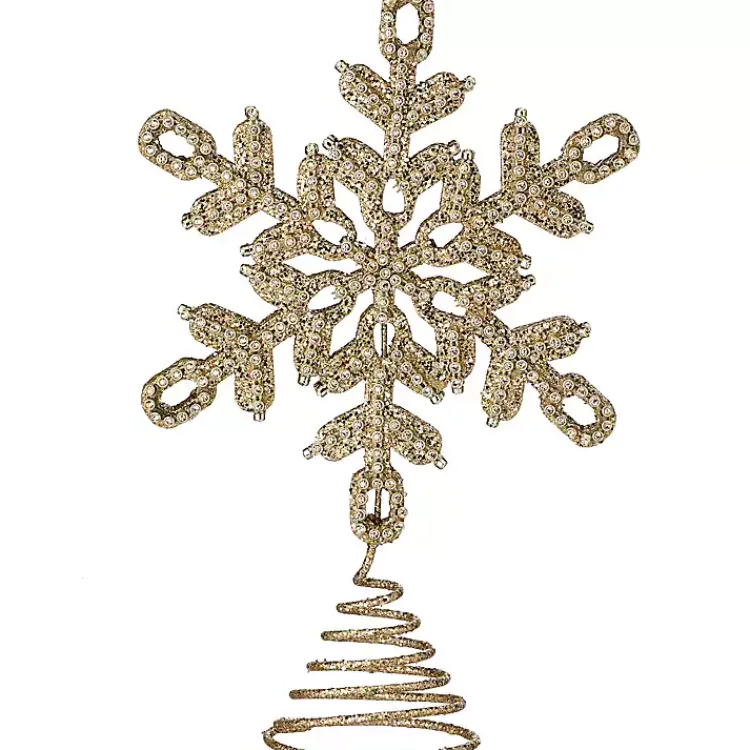 Christmas Tree Decorations>Kirklands Home Glitter Jewel Snowflake Tree Topper Gold