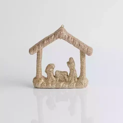 Christmas Ornaments>Kirklands Home Glitter Nativity Scene Christmas Ornament Gold