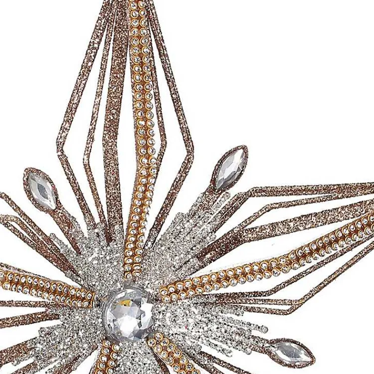 Christmas Tree Decorations>Kirklands Home Glittery Bejewelled Star Tree Topper Gold